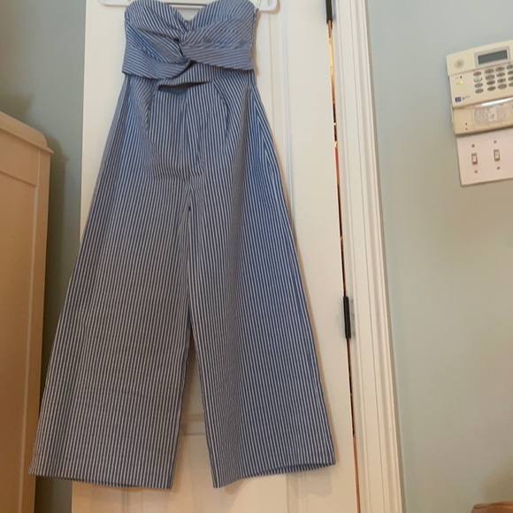 Zara Pants - Zara Strapless Cutout Striped Jumpsuit